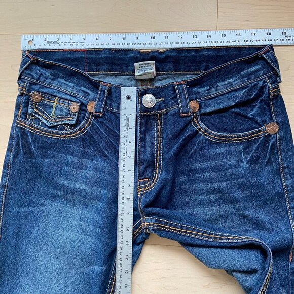 True Religion Mens Rainbow Joey blue Jeans 36 Contrasting Stitching Flap Pockets - Picture 11 of 13